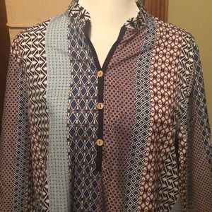 Geometric silk like blouse